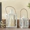 Kate Aspen Decorative Lanterns - Set of 12 - Luminous Distressed Metal Lantern Candle Holders for Wedding, Home Decor and Party - 4.5" H (6.5" H with Handle) White